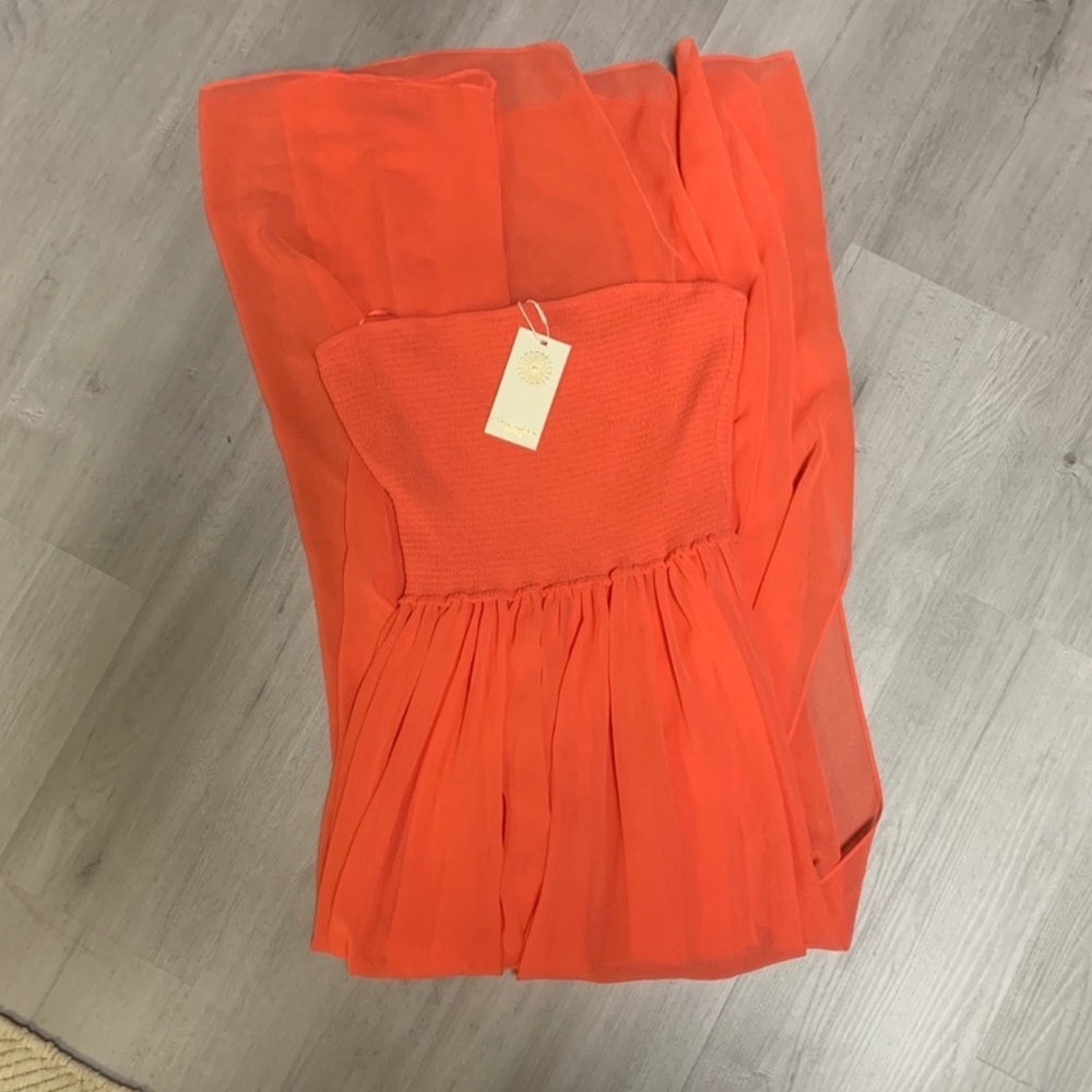 Ramy Brook Calista Strapless Dress in Orange. - Picture 4 of 9